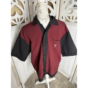 Vintage Venue Bowling Shirt Mens Burgundy Black Martini Glass Button Medium 90s